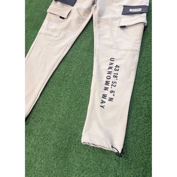 ROCK SALT Mens Tan Cream Cargo Jogger Pants Size M Utility Drawstring Waist - Picture 2 of 8